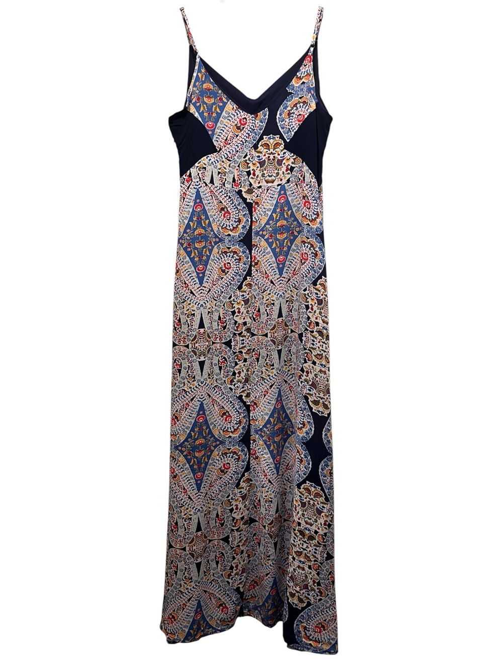 Xhilaration Paisley Sz M Maxi Sundress Boho Patchwork Print V-Neck Sleeveless - Picture 3 of 9